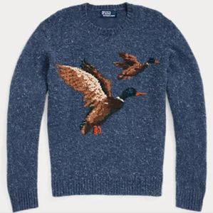 🔥Polo Ralph Lauren duck sweater with suede elbow patches.